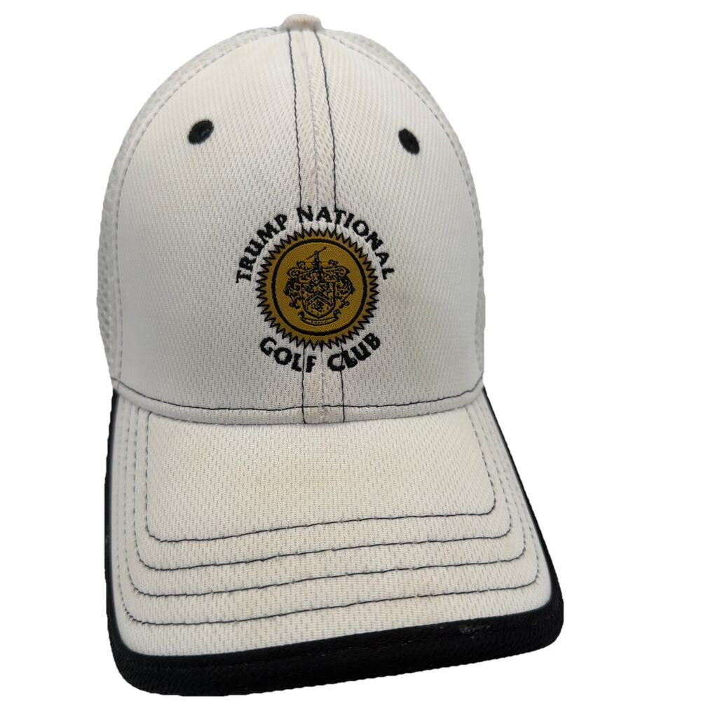 Trump National Golf Club Hat Cap White Gray Embroidered Logo Fitted Small- Med